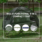 Outsunny Folding Camping Cot Tent Set With Sleeping Bag And Air Mattress, Green, 76in L x 32in W x 41in H - B2-0006