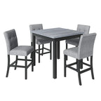 5 Piece Counter Height Wood Dining Set With Rectangle Table And 4 Upholstered High-Back Chairs - 35.4x35.4x36in