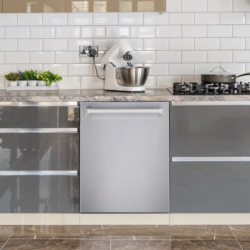 Cosmo 4-Piece Kitchen Appliance Package With 30 in Electric Range, 30 in Wall Mount Hood, 24 in Dishwasher And French Door Refrigerator