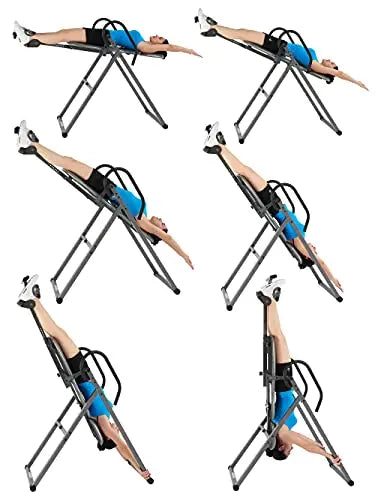 HEALTH AND FITNESS Inversion Table With Heavy-Duty Steel Frame And Adjustable Ankle Holders - ITX9600