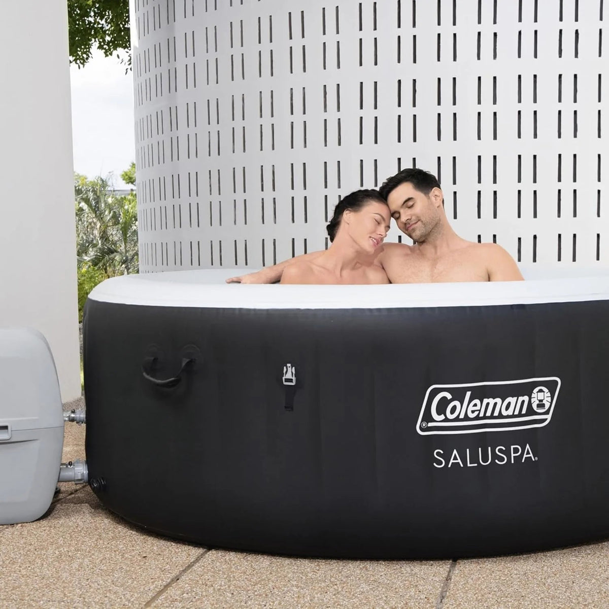 2-4 Person Inflatable Hot Tub With 120 Air Jets And Insulated Cover