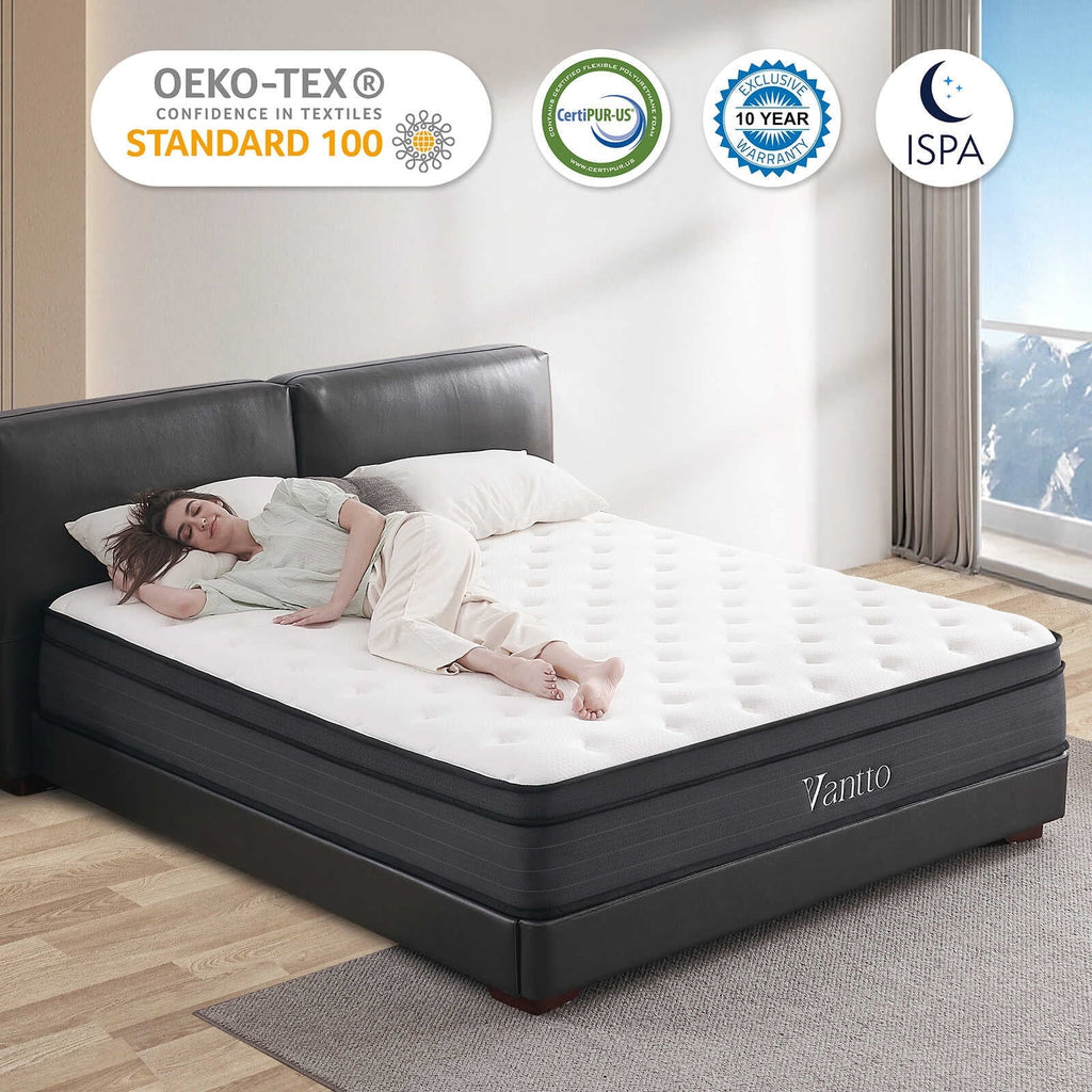 Vantto Queen 12 Inch Hybrid Memory Foam Mattress In A Box - CertiPUR-US