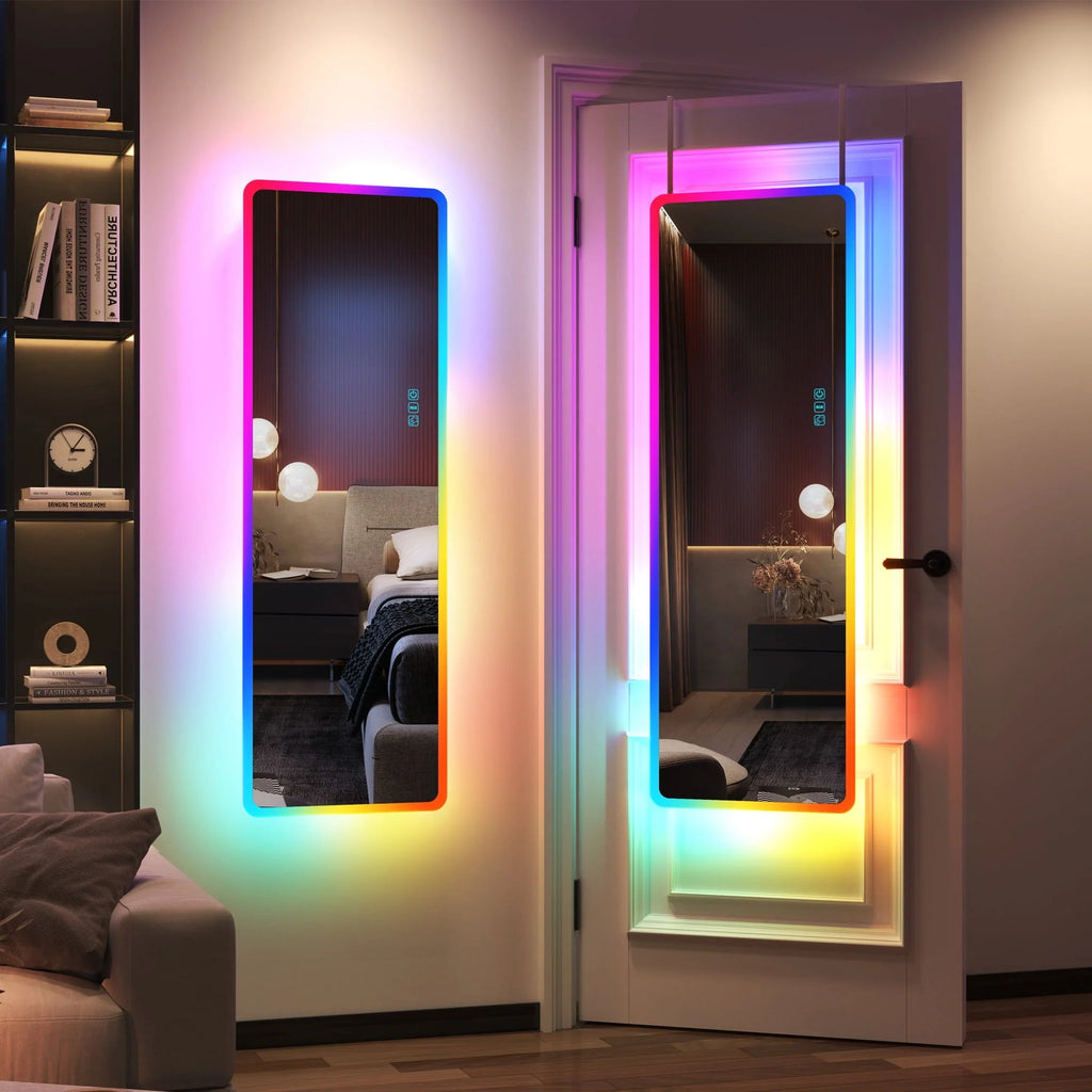 LVSOMT Full Length Mirror With Lights, 47 x 16 in, RGB Color Changing, 14 LED