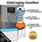 SHINPT 14ft Outdoor Trampoline With Safety Net, Basketball Hoop And Ladder