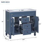 36'' Bathroom Vanity Set With Ceramic Sink Top, Mirror Cabinet, 2 Doors And 2 Drawers - Gray