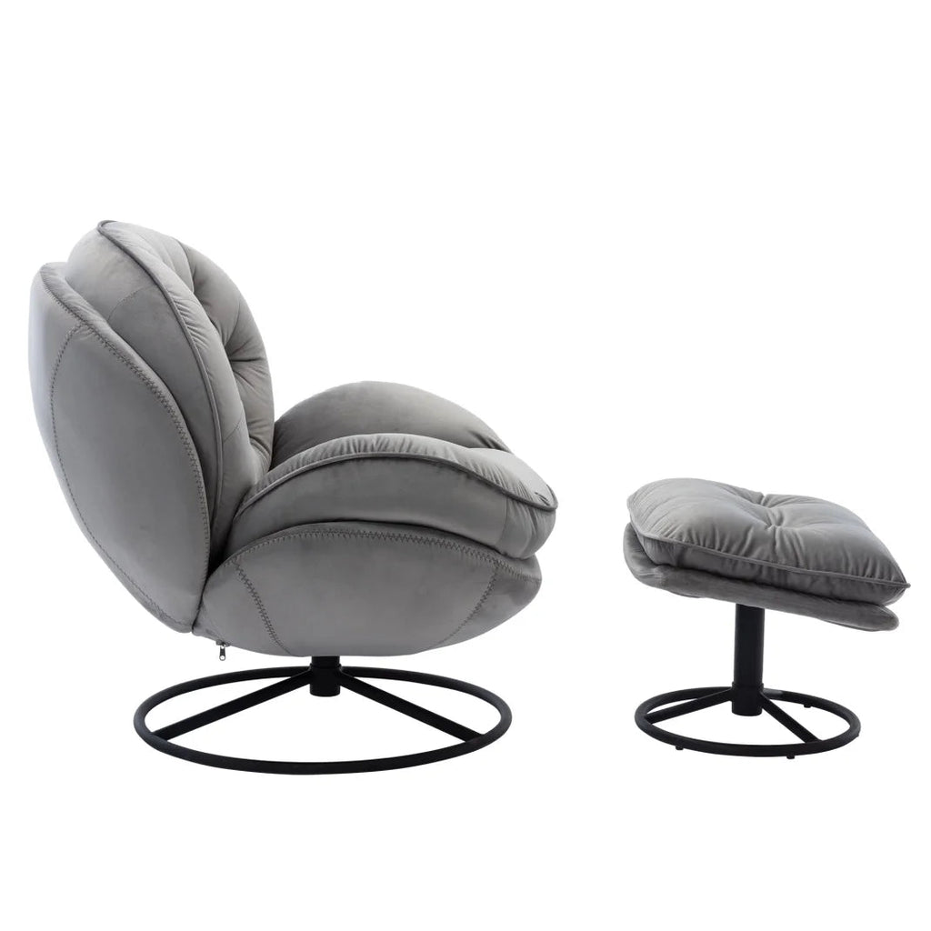 Velvet Swivel Accent Chair With Ottoman Set, Pink, 31.73 x 33.5 x 33.78 Inches