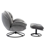 Velvet Swivel Accent Chair With Ottoman Set, Pink, 31.73 x 33.5 x 33.78 Inches