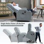 Lazy Boy Power Lift Recliner Chair With Massage, Lumbar Heating, USB Port And Cup Holders - Single Motor