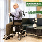 BEYOUR WALKER Upright Rollator Walker With 10 in Front Wheels, Seat, Armrests And 300 Pounds Capacity - White