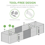 Best Choice Products Outdoor Metal Raised Garden Bed Planter Box, 8 x 2 x 2 ft, Taupe