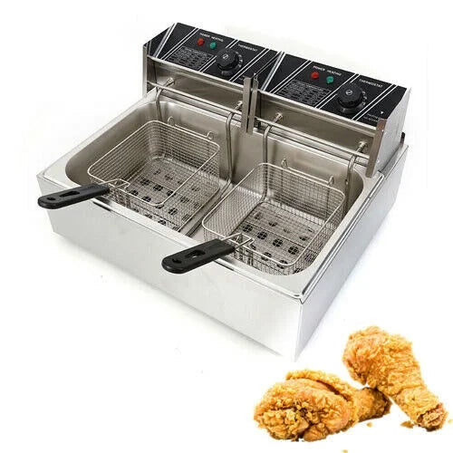 denest 5kW Large Single-Tank Electric Deep Fryer With Fry Basket - 6/12L