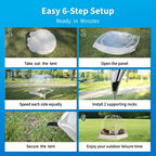TABU Pop Up Bubble Sports Tent, Clear, 10 x 10 ft, 6-7 People