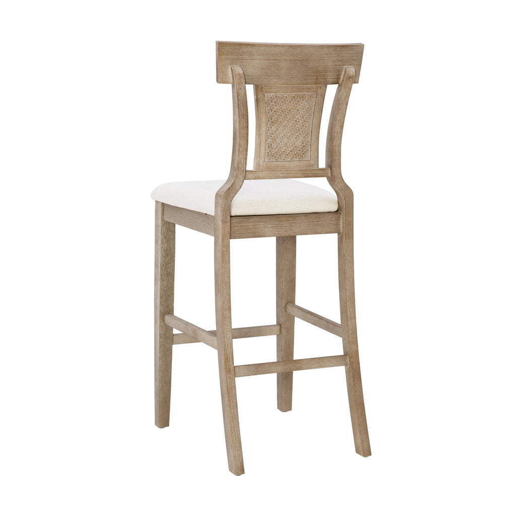 Linon Bar Stool 30 inch Rustic Brown Finish With Beige Fabric - Rylan