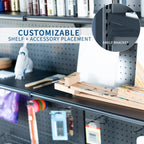 VIVO Black Freestanding Modular Pegboard Organizer With 3-Tier Organization - PP-2-PB058