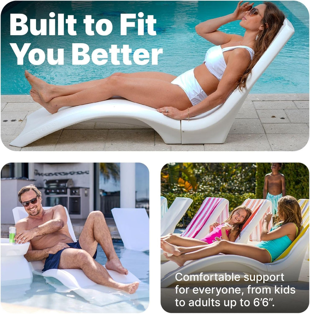 Step2 Vero Pool Lounger for Up to 12-Inch-Deep Sun Shelves, White, 29.25 x 23.5 x 68.25 in