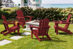SERWALL Adirondack Chairs With Cup Holders, Set Of 6, HDPE, Dark Red