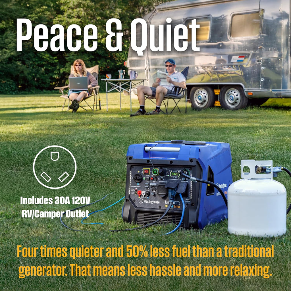 Westinghouse Tri-Fuel Portable Inverter Generator 8200 Peak Watt With Remote Electric Start - iGen8200TFc