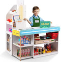 BRINJOY Kids Grocery Store Pretend Play Set With LED Lights And Acrylic Sheet, 35.6 x 24.4 x 43.3 in