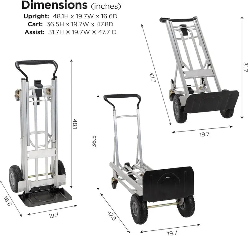 COSCO 4-in-1 Folding Hand Truck With Flat-Free Wheels And Folding Toe Plate