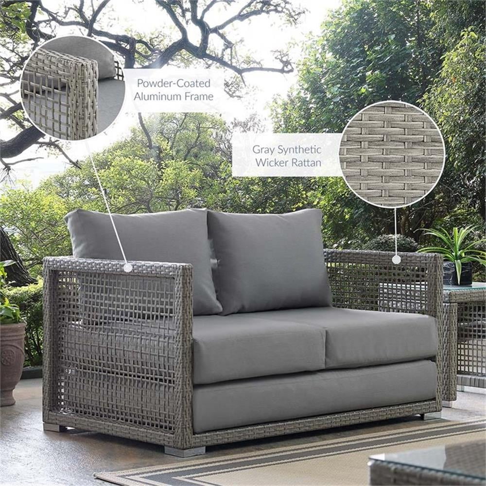 Afuera Living Wicker Patio Loveseat, Gray - 52in W x 32in D