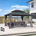 PURPLE LEAF Outdoor Hardtop Gazebo, 8' X 8', Galvanized Steel Double Roof, Aluminum Frame, Grey
