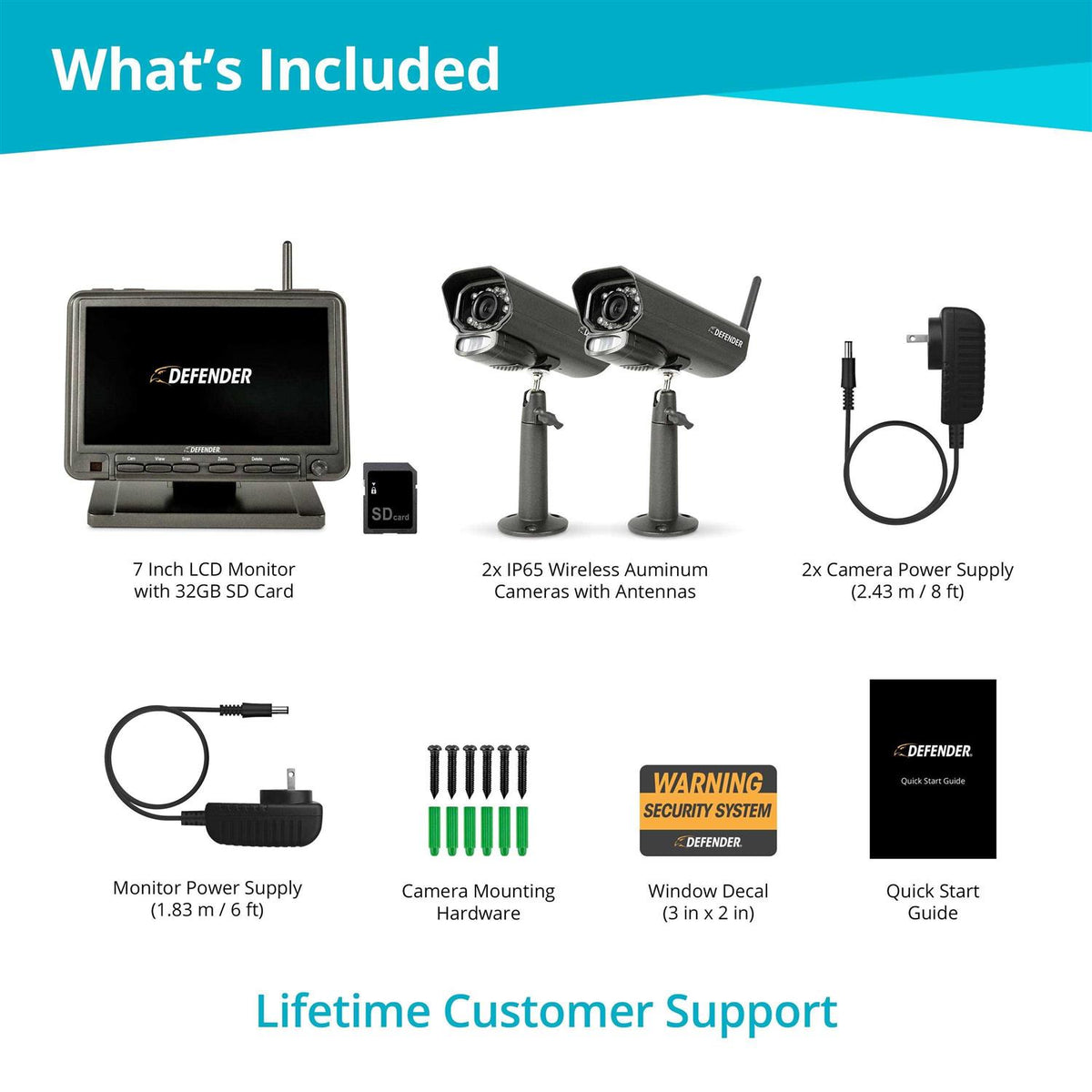 Defender Non Wi-Fi Plug-in Security Camera System With 7in Display Monitor - PhoenixM2