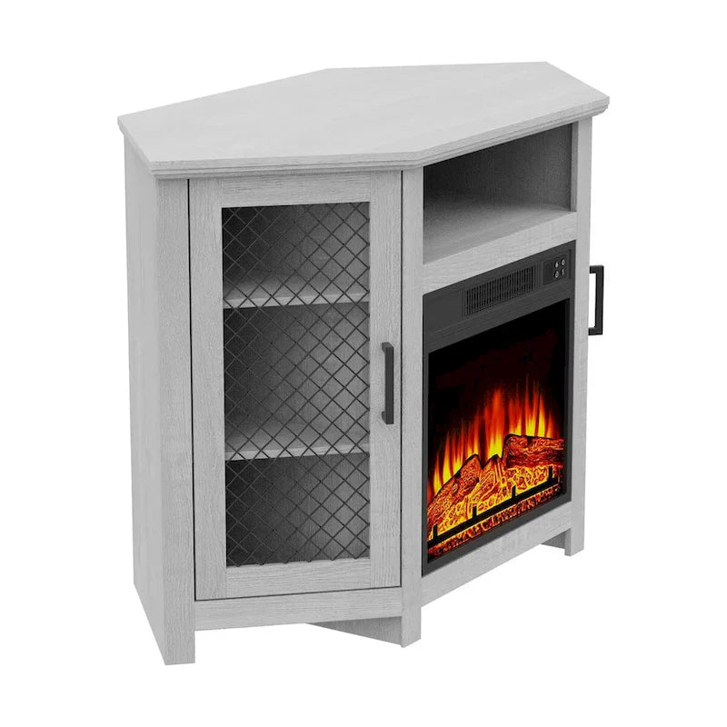 45 inch Industrial Corner Electric Fireplace TV Stand Console Table - 17 Electric Fireplace
