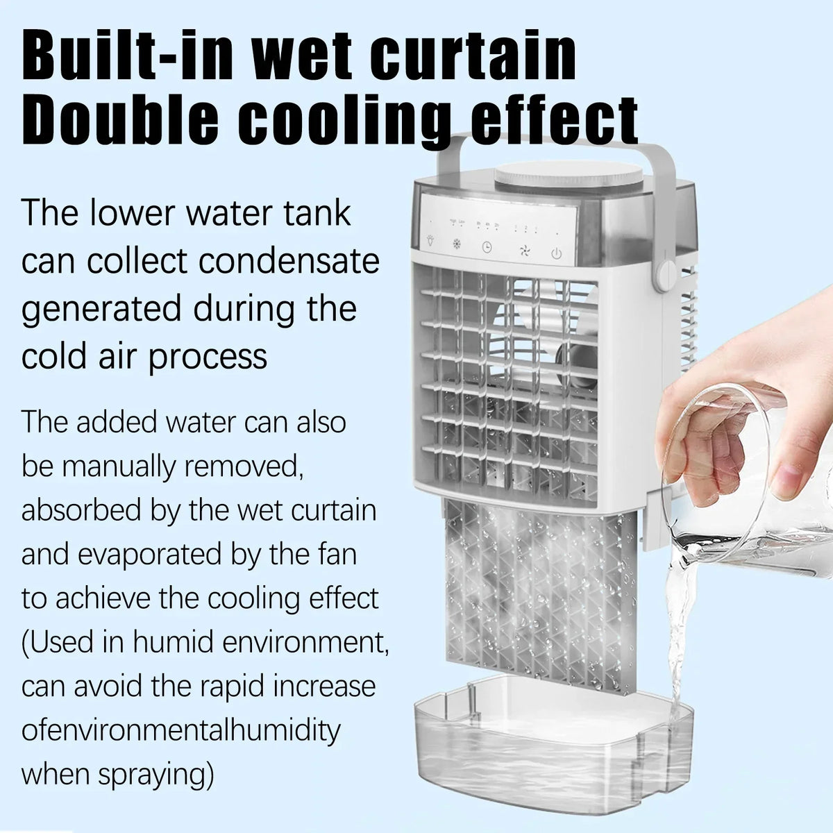 Homester Portable Evaporative Air Cooler Fan, 1000ml Tank, 3 Speeds, White