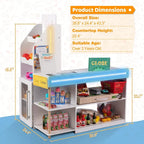 BRINJOY Kids Grocery Store Pretend Play Set With LED Lights And Acrylic Sheet, 35.6 x 24.4 x 43.3 in