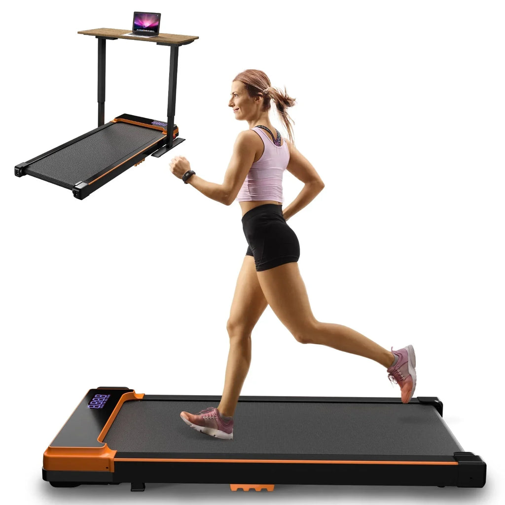 CoolHut 2-In-1 Portable Folding Under-Desk Walking Pad Treadmill, 2.5 HP, 3.8 MPH, Black