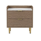 Ecarpat 2-Drawer Nightstand With Metal Legs And Marbled Worktop - 19.7in x 15.8in x 21.3in