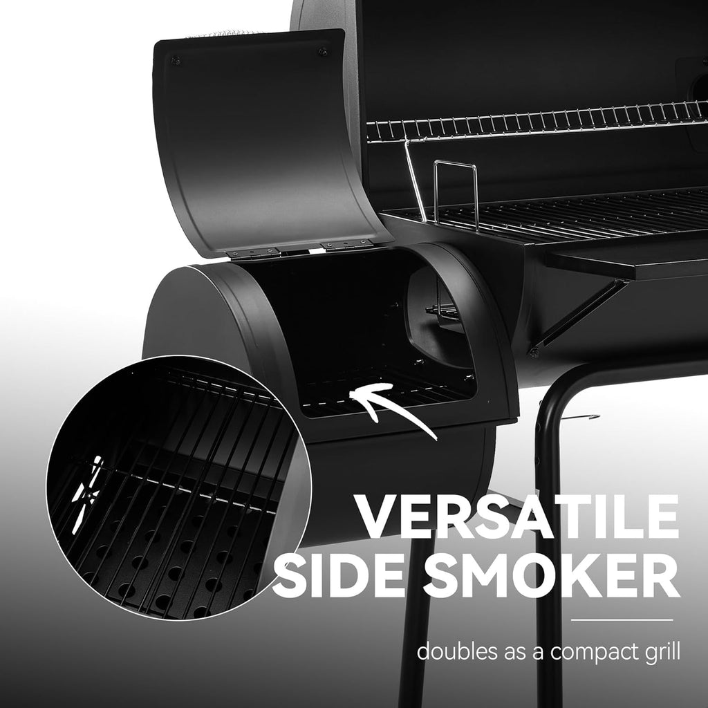 Royal Gourmet Charcoal Grill With Offset Smoker, Cover, 811 Square Inches, Black - CC1830SC