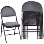 Costway Folding Chairs With Fabric Upholstered Padded Seats And Metal Frame - Set Of 6