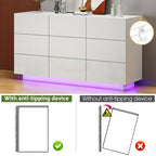 9-Drawer Storage Dresser Cabinet With Light, 15.7 W x 55.1 L x 30.3 H