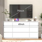 ChVans 9-Drawer Dresser With Charging Station, Black, 63in x 15.7in x 31.5in