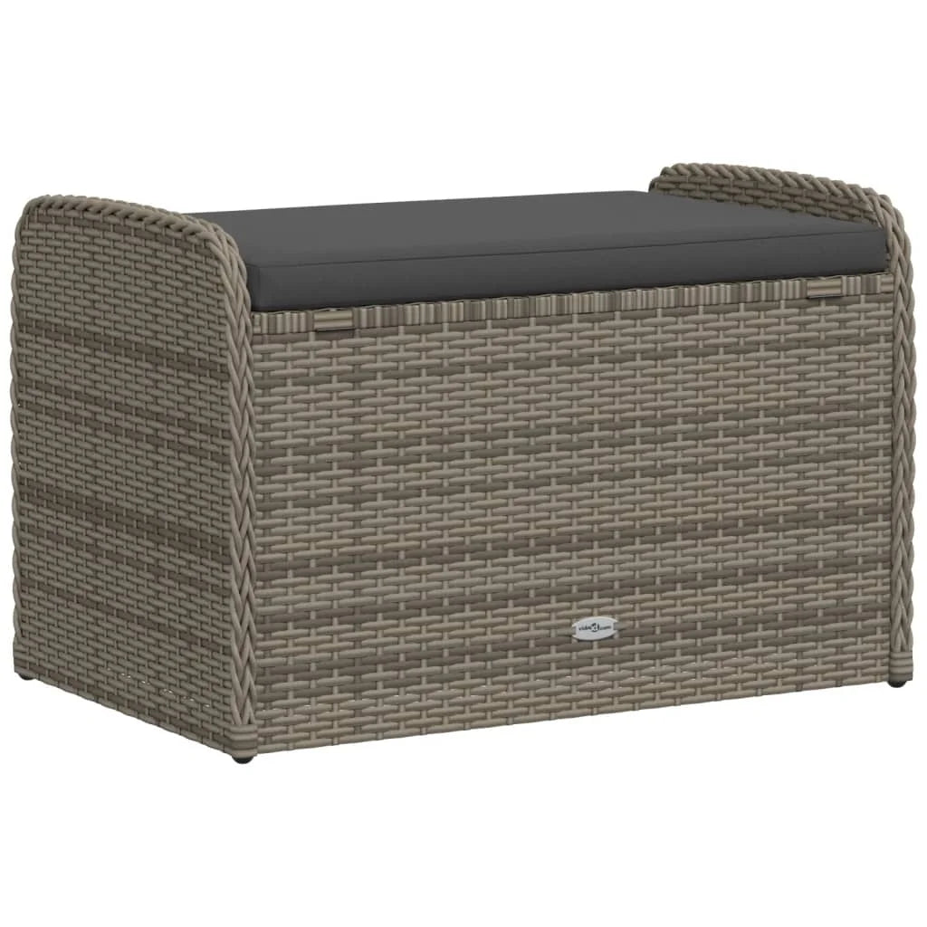 vidaXL Outdoor Poly Rattan Storage Bench With Cushion, Black, 45.3 x 20.1 x 20.5 in