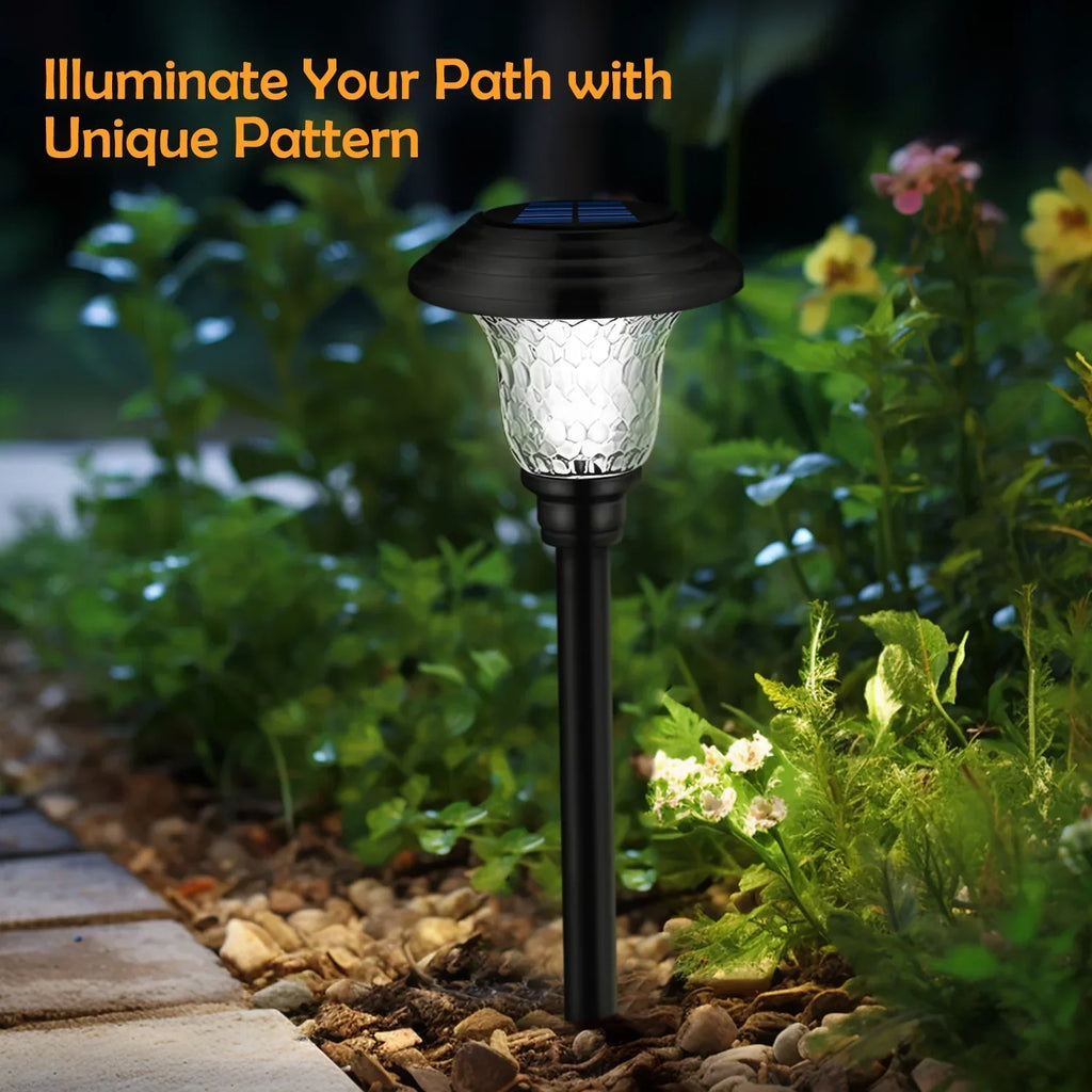 Solar Garden Landscape Lights, 8 Pack - Waterproof Glass Stainless Steel Auto-On/Off