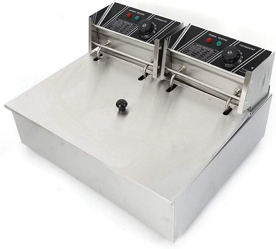 Miumaeov Stainless Steel Countertop Deep Fryer With Frying Baskets And Lid, 12.7QT/12L Capacity