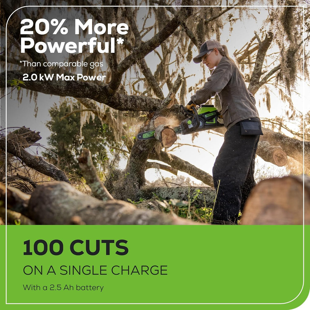Greenworks 40V 16 inch Brushless Cordless Chainsaw With 4.0Ah Battery And Charger