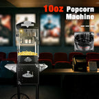 RENDGO Popcorn Maker Machine With Cart, 10 Oz Kettle, 60 Cups, Black
