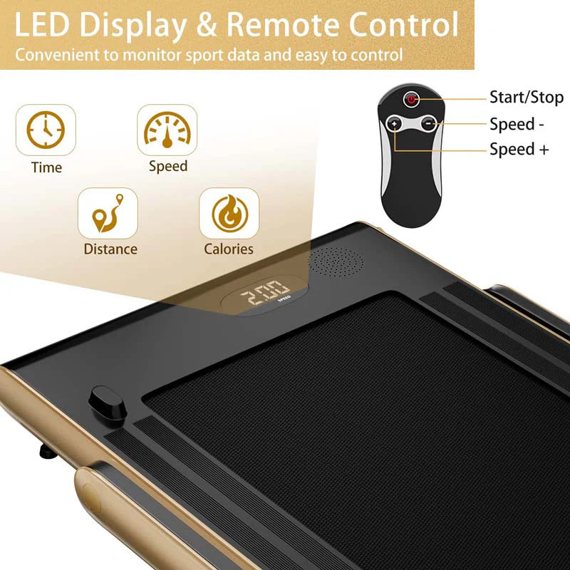 GYMAX 2-in-1 Folding Under Desk Treadmill With Speaker, App And Remote Control - 2.5HP