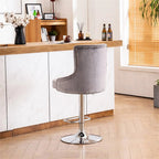 Alexent 2-Piece Swivel Bar Stools, Dark Blue, 43.7-51.6 H, 19.3 W x 18.1 D - Silver Footrest
