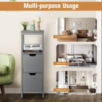 Freestanding Wooden Bathroom Storage Cabinet With 2 Adjustable Drawers - Gray