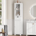 Homfa Tall Narrow Bathroom Storage Cabinet With Door And Drawer, 15.7in L x 11.8in W x 67in H, White
