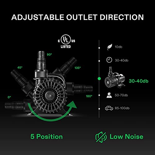 VIVOSUN Submersible Water Pump 1600 GPH 100W - Pond And Aquarium
