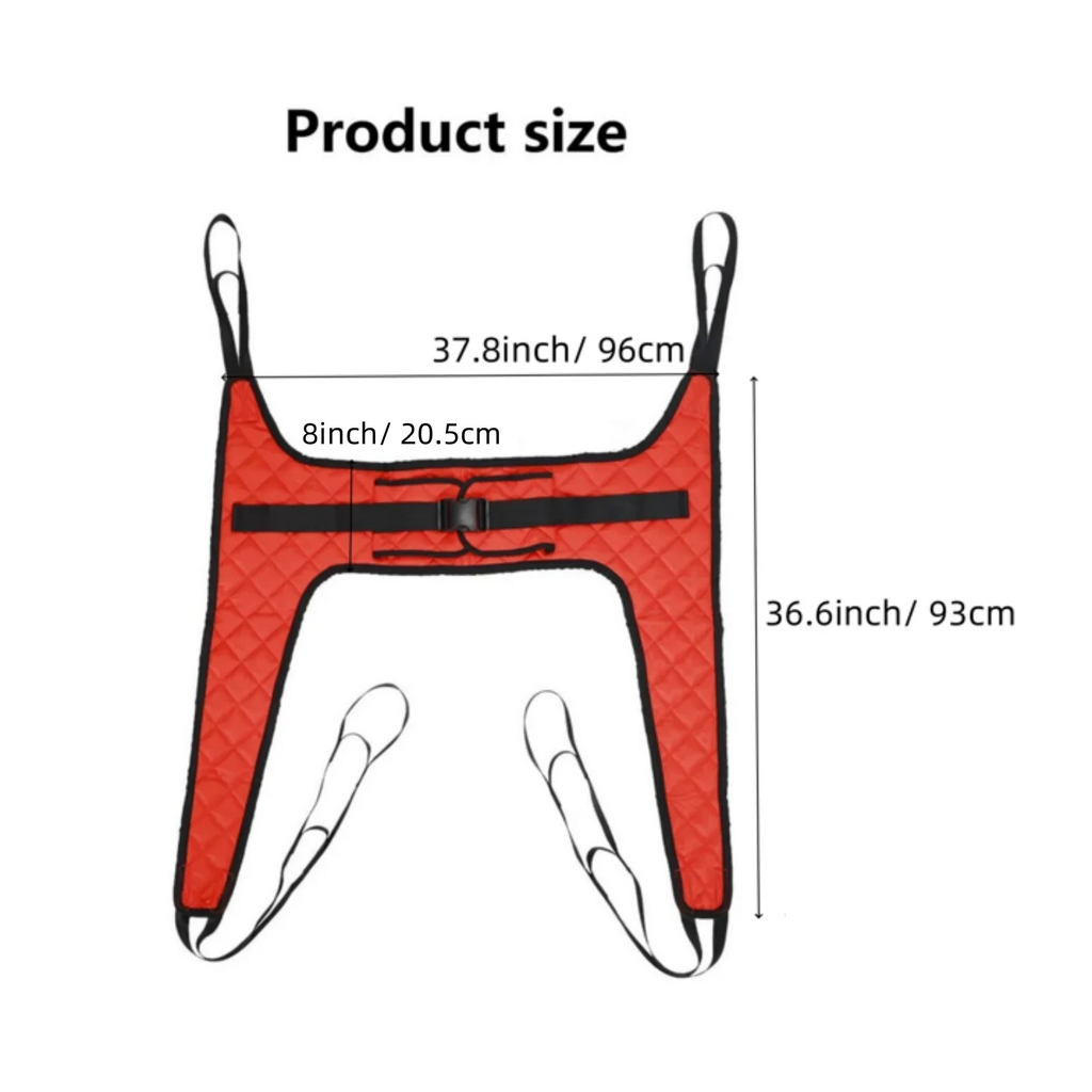 AMQTSLM Commode Patient Lift Sling, Red, 36.6 x 37.8 in, 200-500 lb Capacity
