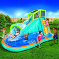 Banzai Inflatable Water Slide Kids Pool With Built-In Sprinkler Wave And Water Wall - 14 Feet Long By 8 Feet High