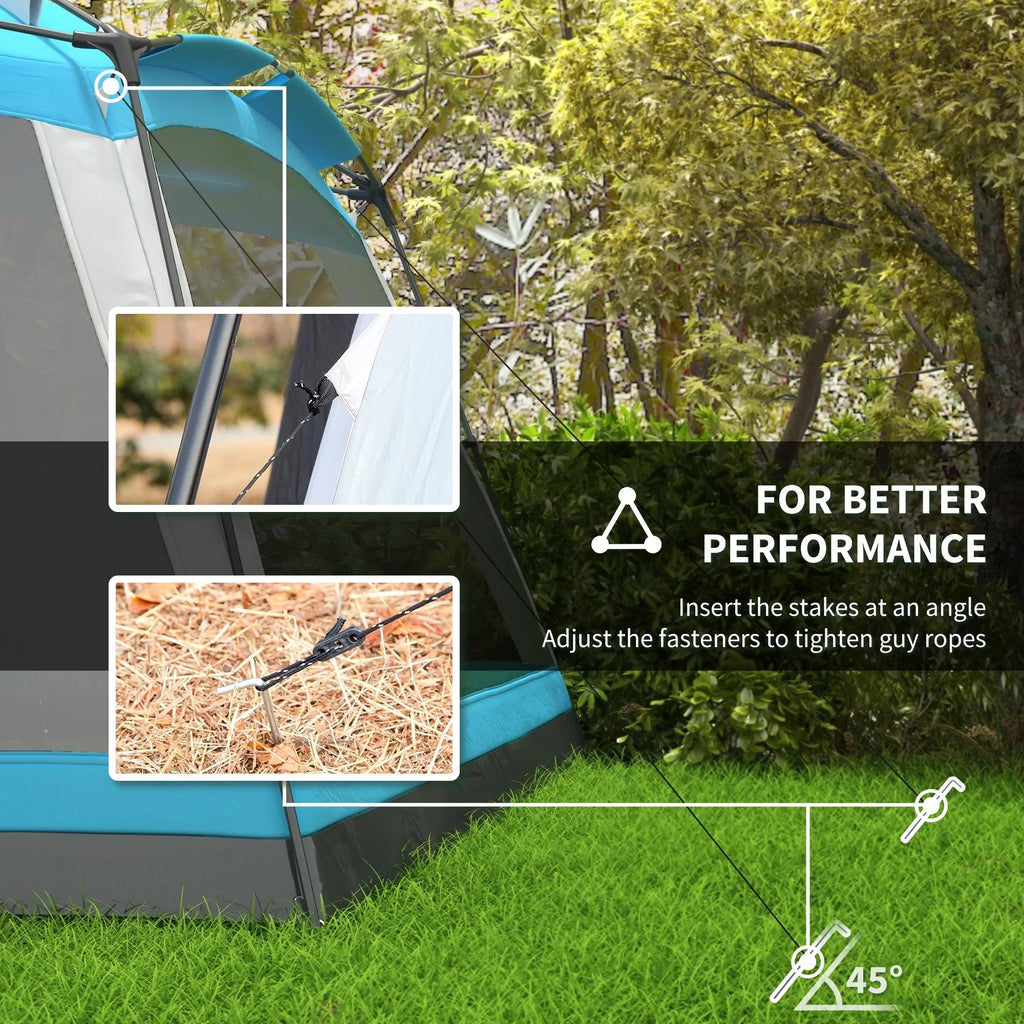 Outsunny 12' x 12' 8 Person Screen House Tent With Carry Bag And 4 Mesh Walls - Sky Blue