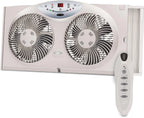 Bionaire Twin Window Fan With Reversible Airflow, 3 Speeds And Remote Control