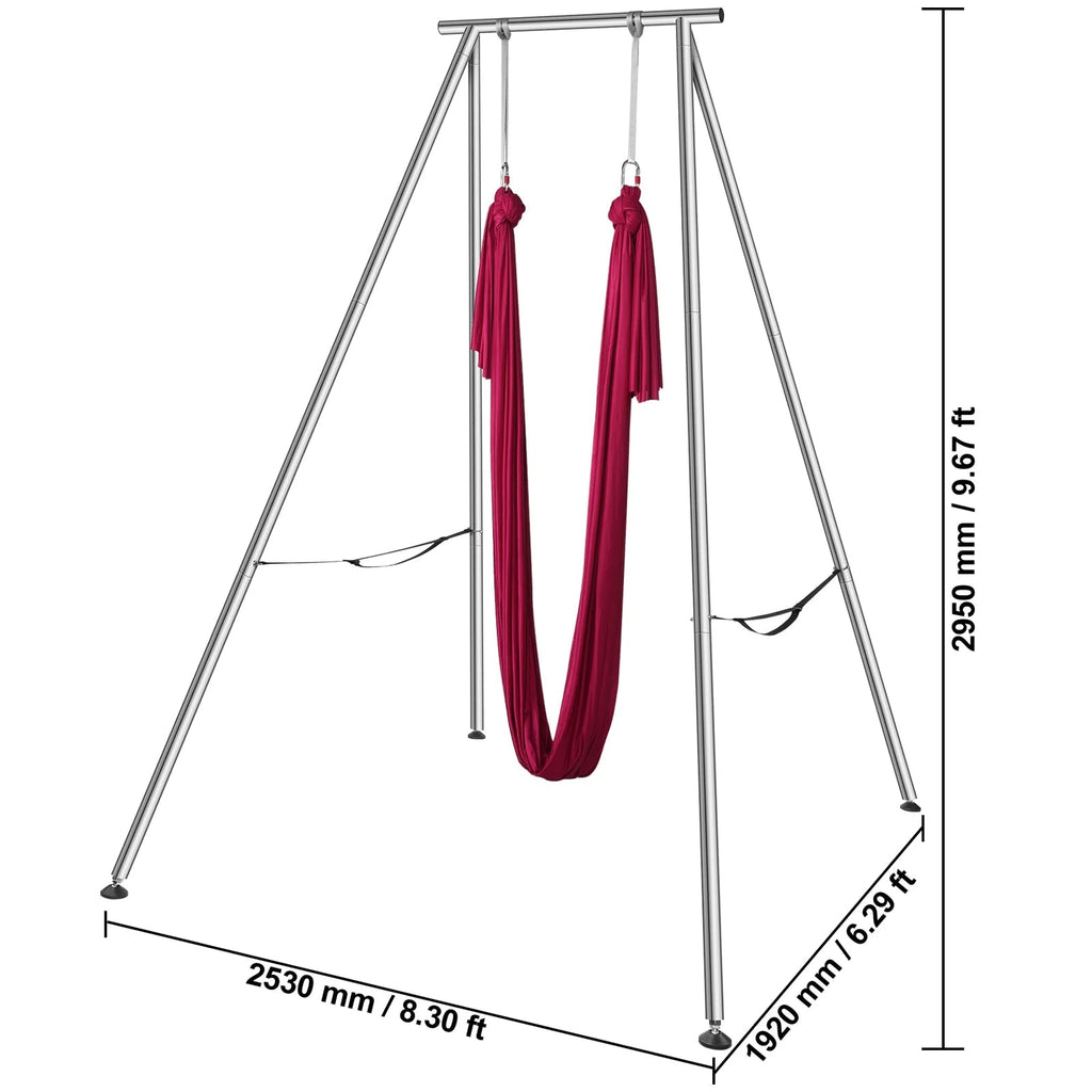 KFFKFF Aerial Yoga Swing Stand And Hammock Kit, 8.30 x 6.3 x 9.68 ft, 551.15 lbs, Red - HM-559WR6